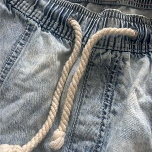 Light Blue Denim Drawstring joggers